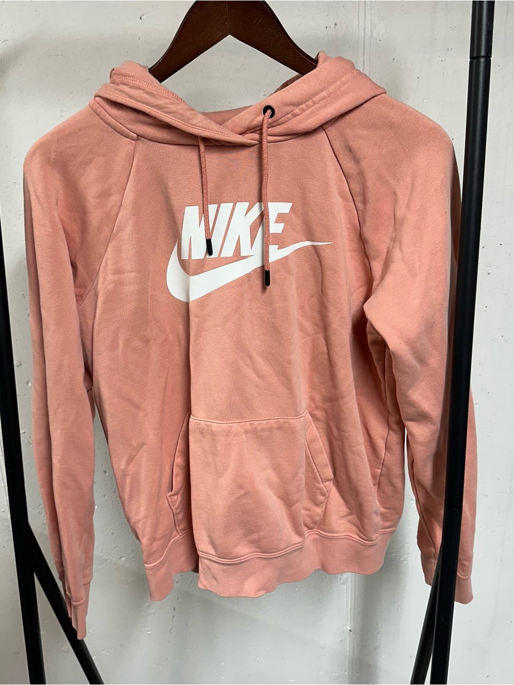 Nike Coral Pink Pullover Hoodie with White Logo